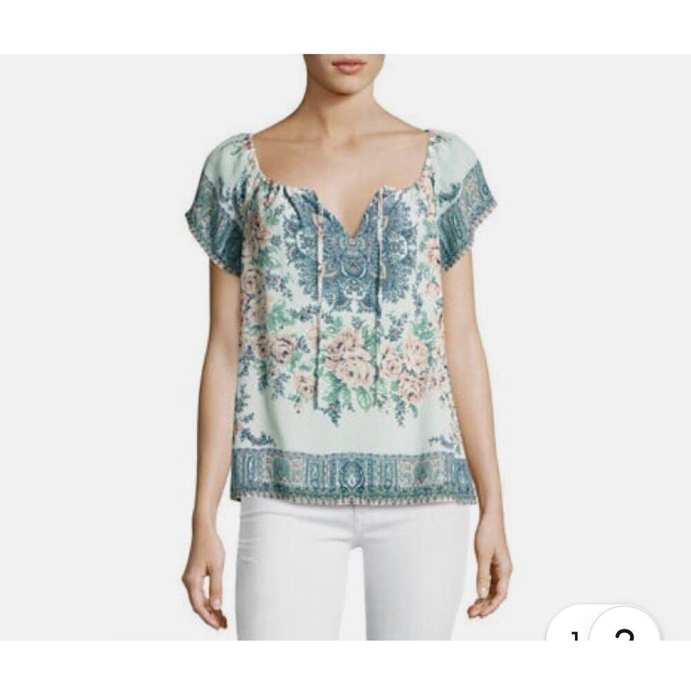 Joie Y2K Babydoll Taj Silk Floral Print Multicolor Flutter Sleeve Size Small